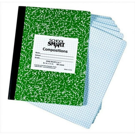 School Smart 085312 Sewn & Taped Quad Ruled Composition Book - 100 Leaves, 200 Sheets