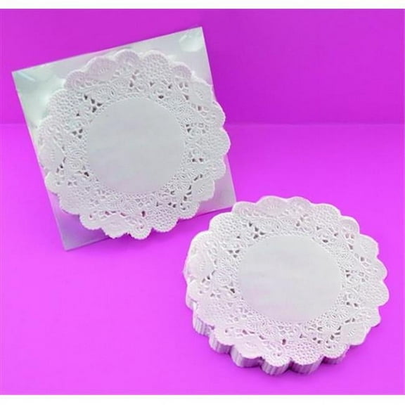 School Smart 085610 Paper Die-Cut Round Lace Dolly, White, 6 In. Pack - 100
