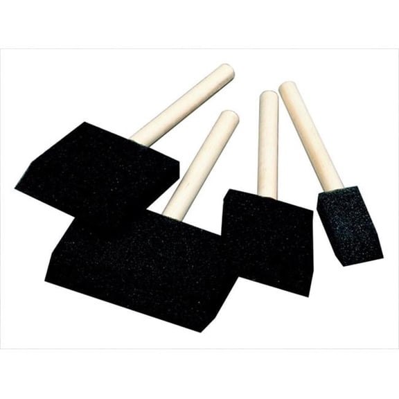 School Smart 085669 2 In. Wedge Shaped Foam Wood Handle Paint Brush- Pack - 10