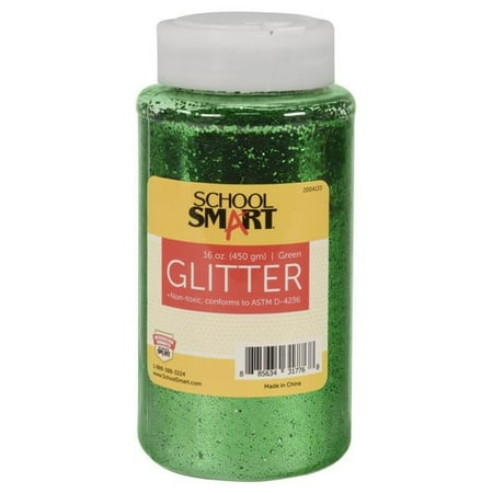 School Smart 1 lbs Jar Craft Glitter, Green