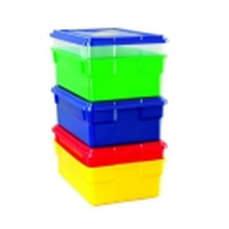 School Smart 16 L x 6 D x 11 W in. Storage Box With Lid- Blue