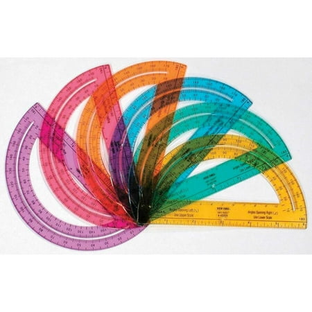 School Smart 180 Degree Protractor, 6 Inches, Transparent Assorted Colors