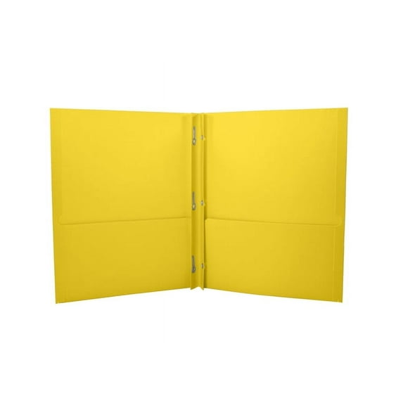 School Smart 2 Pocket Folder with Fasteners, Yellow, Pack of 25