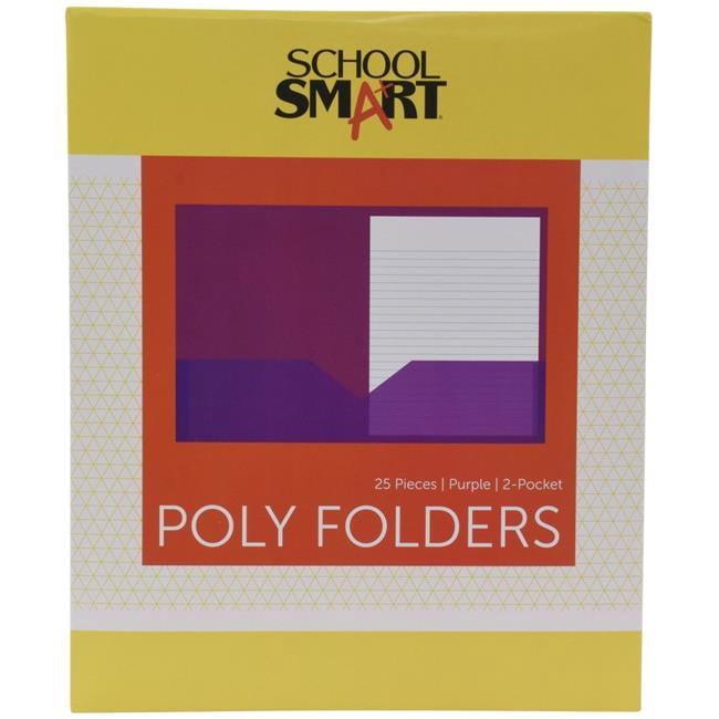 School Smart 2019643 Heavyweight Two-Pocket Poly Folder, Purple - Pack of 25