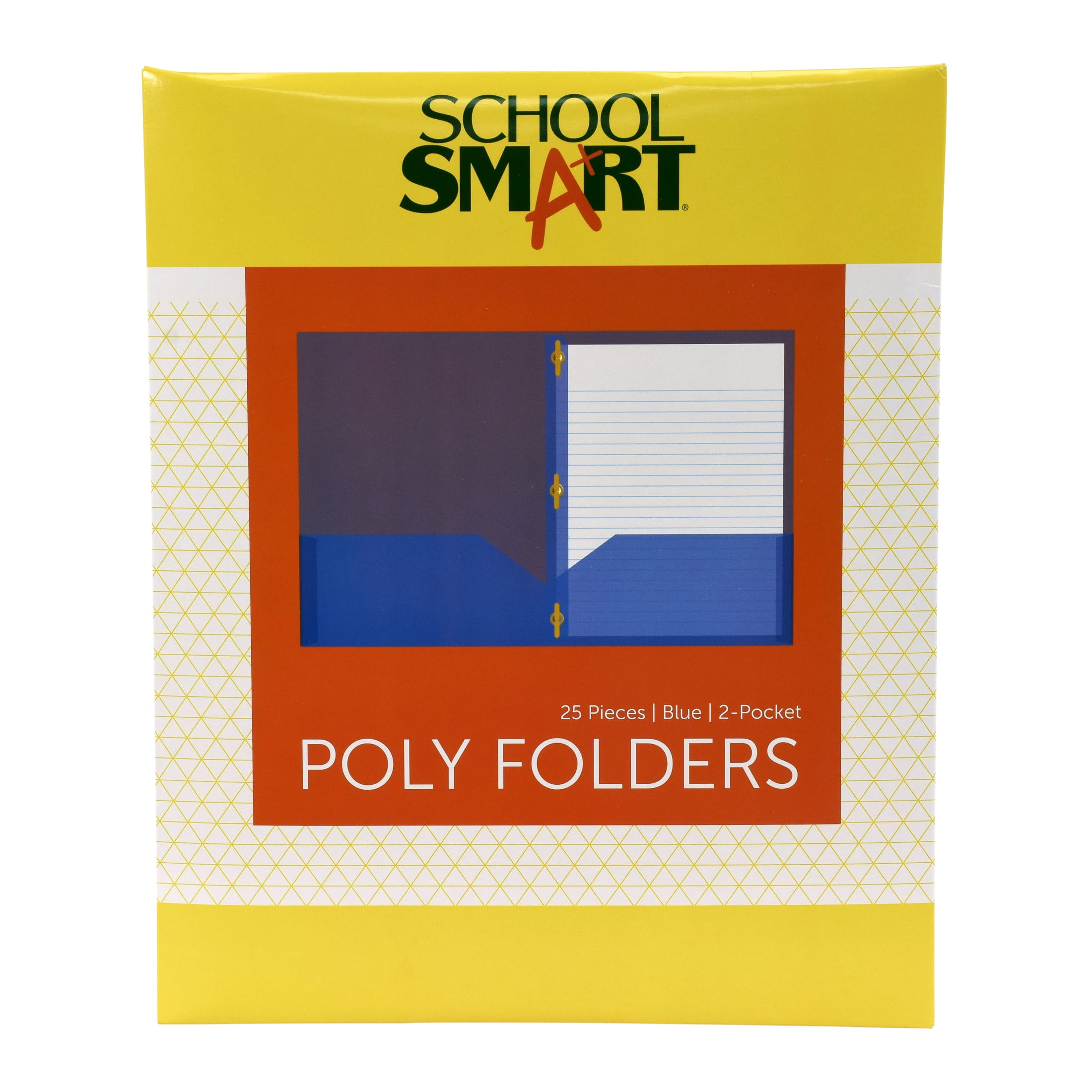 2-Pocket Poly Folders with Fasteners, Blue, Pack of 25