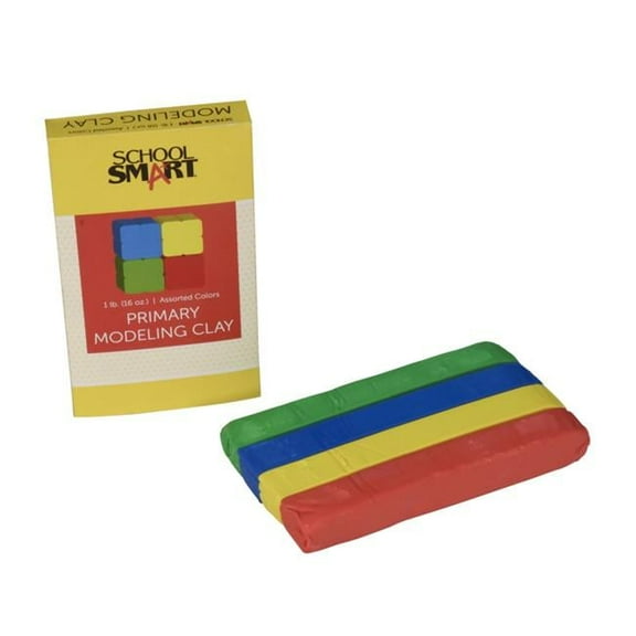 School Smart 2003083 1 lbs Modeling Clay, Assorted Primary Color