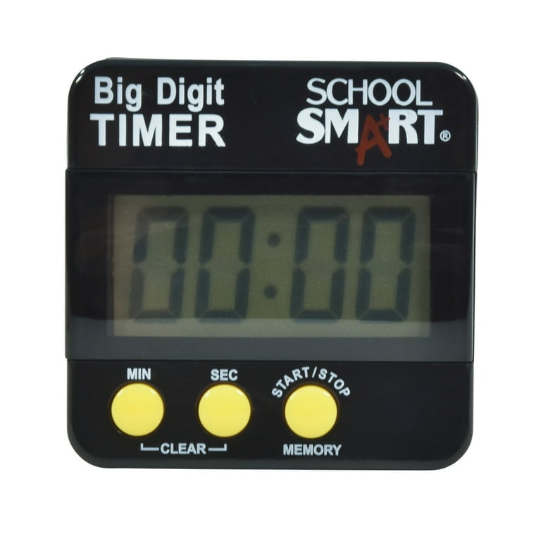 School Smart Big Digit Count Up/Count Down Timer Large LCD (1) AAA Battery x in Black 086452