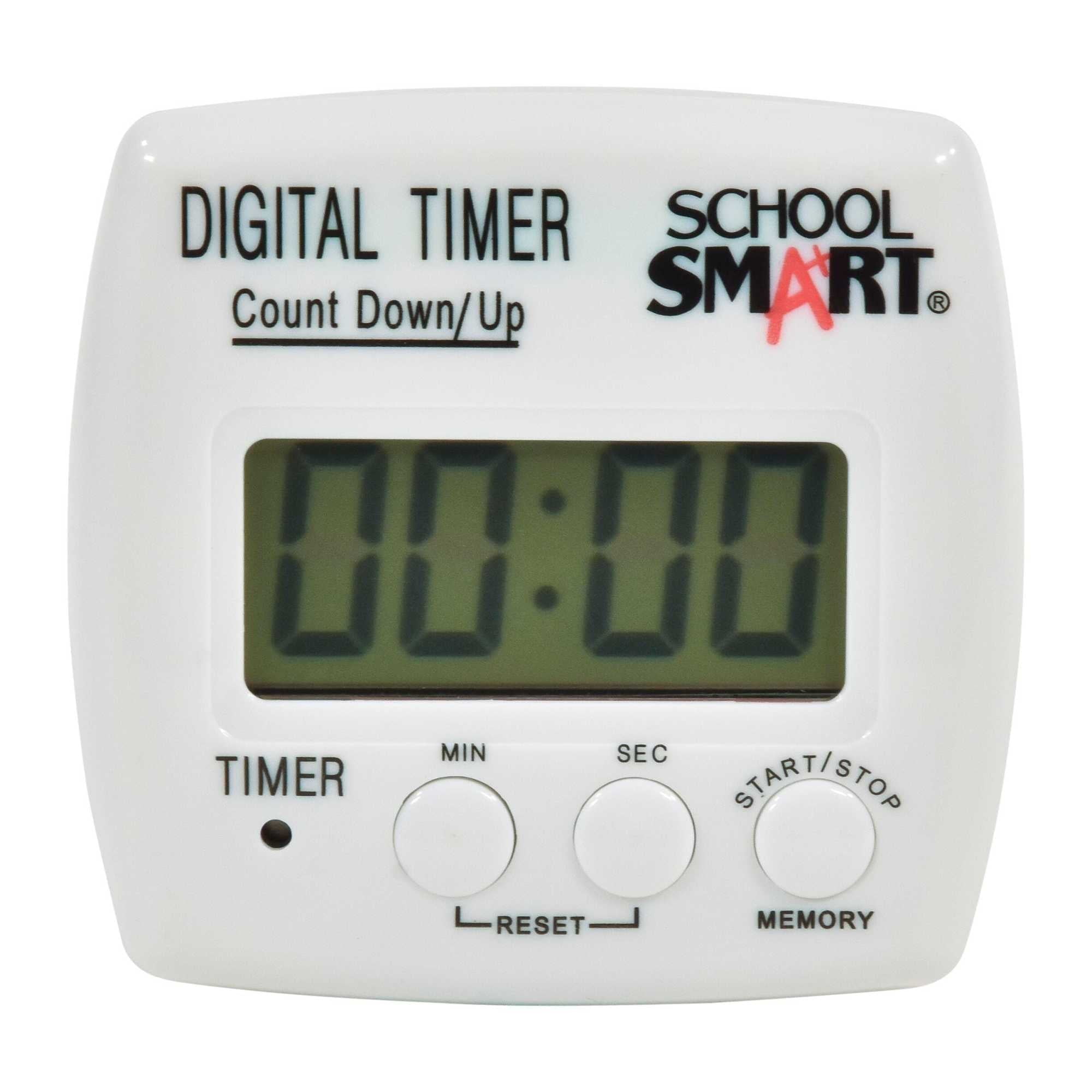 White Digital Timer with Large Display and Memory Function