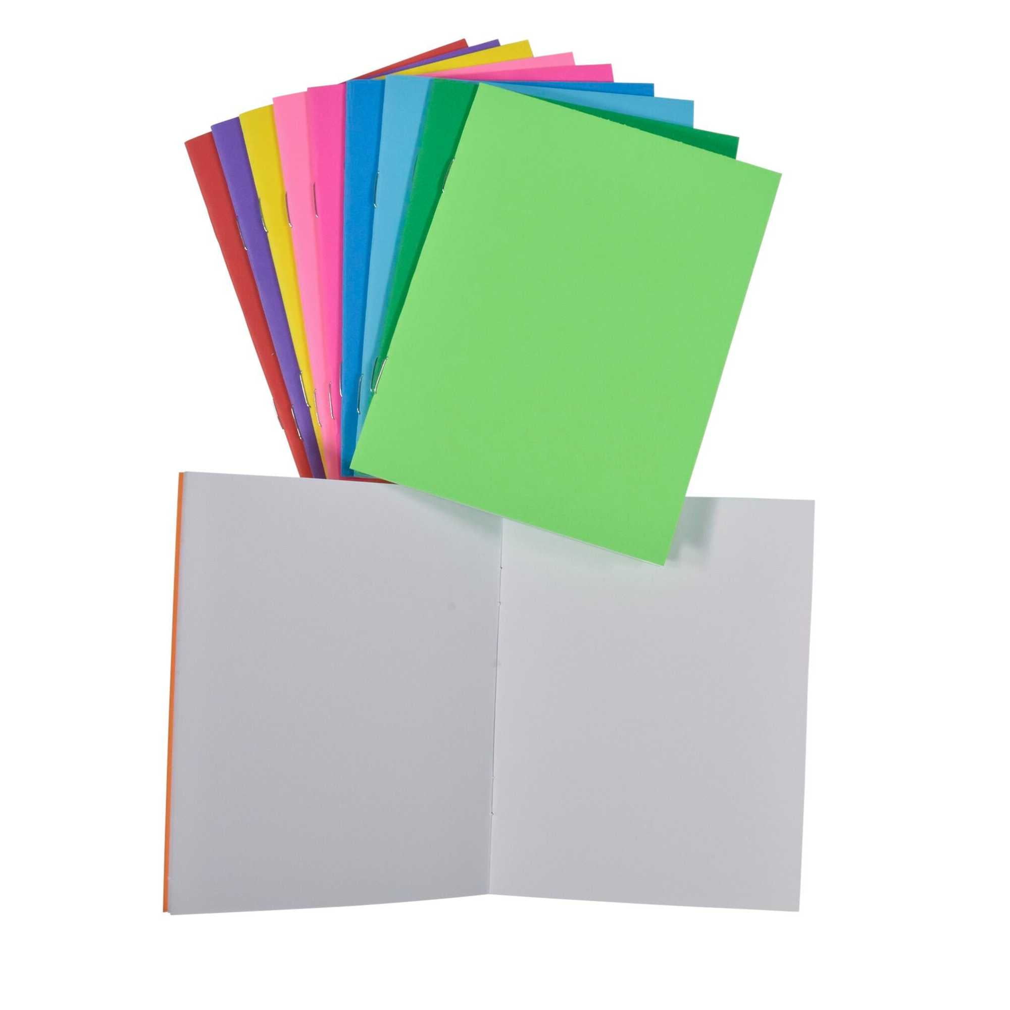 School Smart Bright Blank Books, Assorted Colors, 24 Sheets, Pack of 10