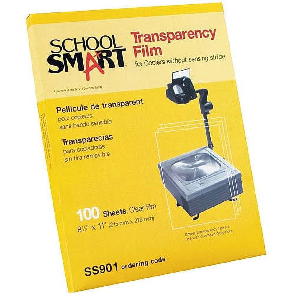 School Smart Copier Transparency Film Without Sensing Strip, 8.5 x 11,  100 Count 