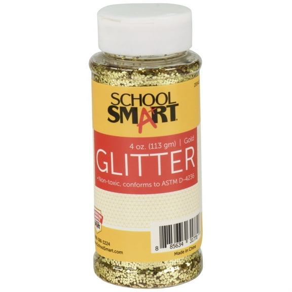 School Smart 2004127 4 oz Jar Craft Glitter, Gold