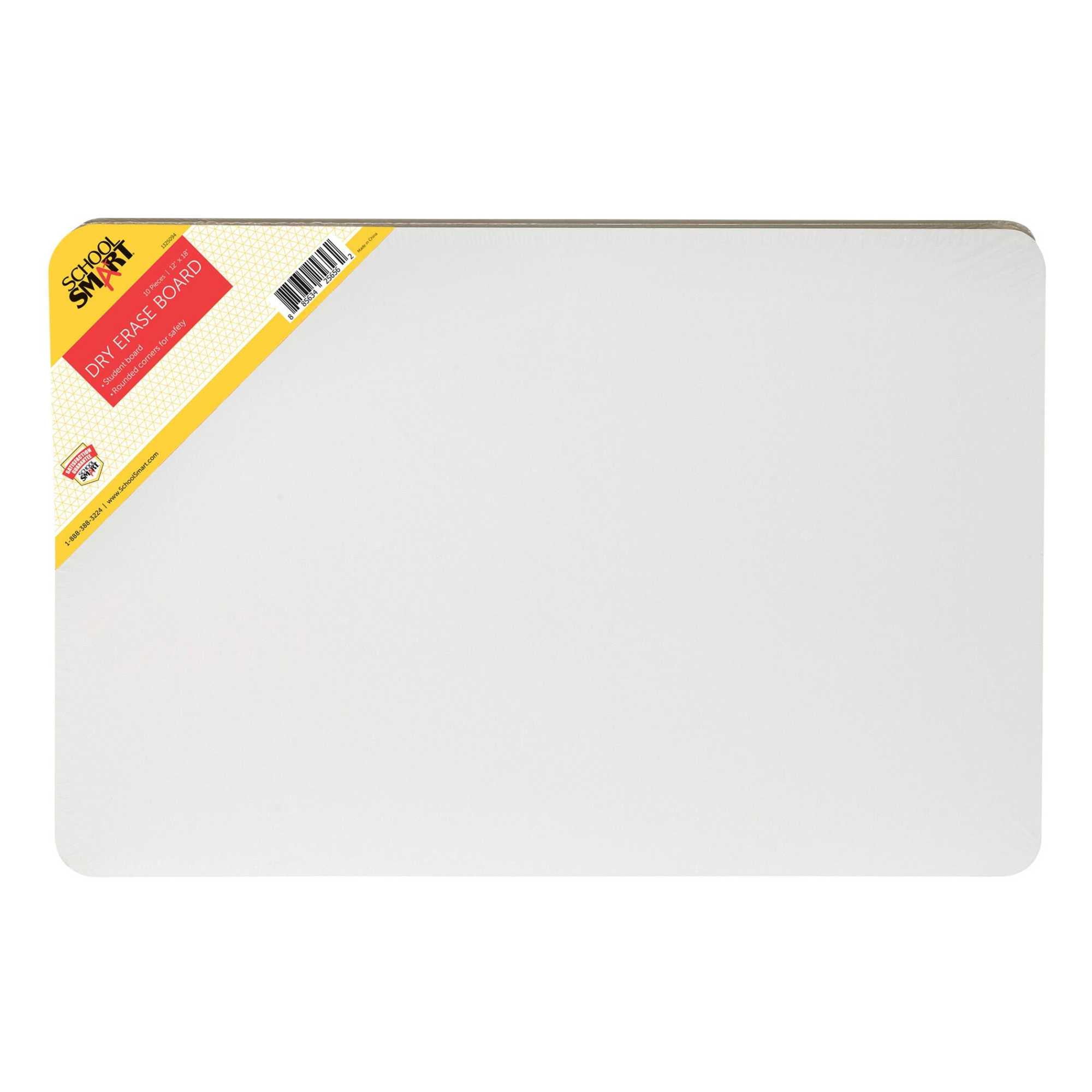 School Smart Dry Erase Boards 12 x 18 Inches White Pack of 10