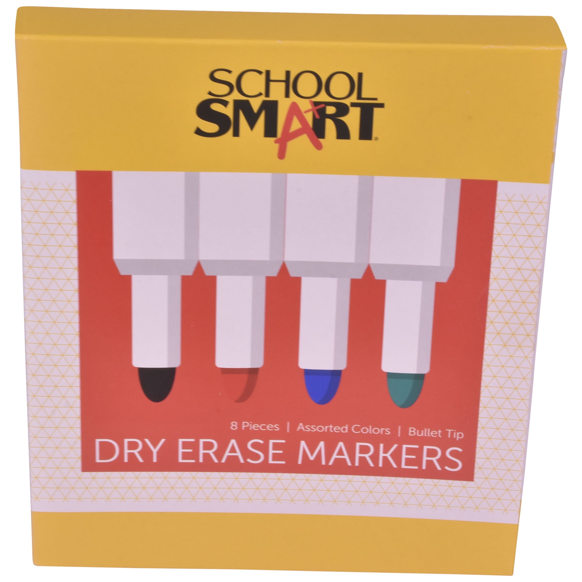 School Smart Dry Erase Pen Style Marker, Assorted Colors