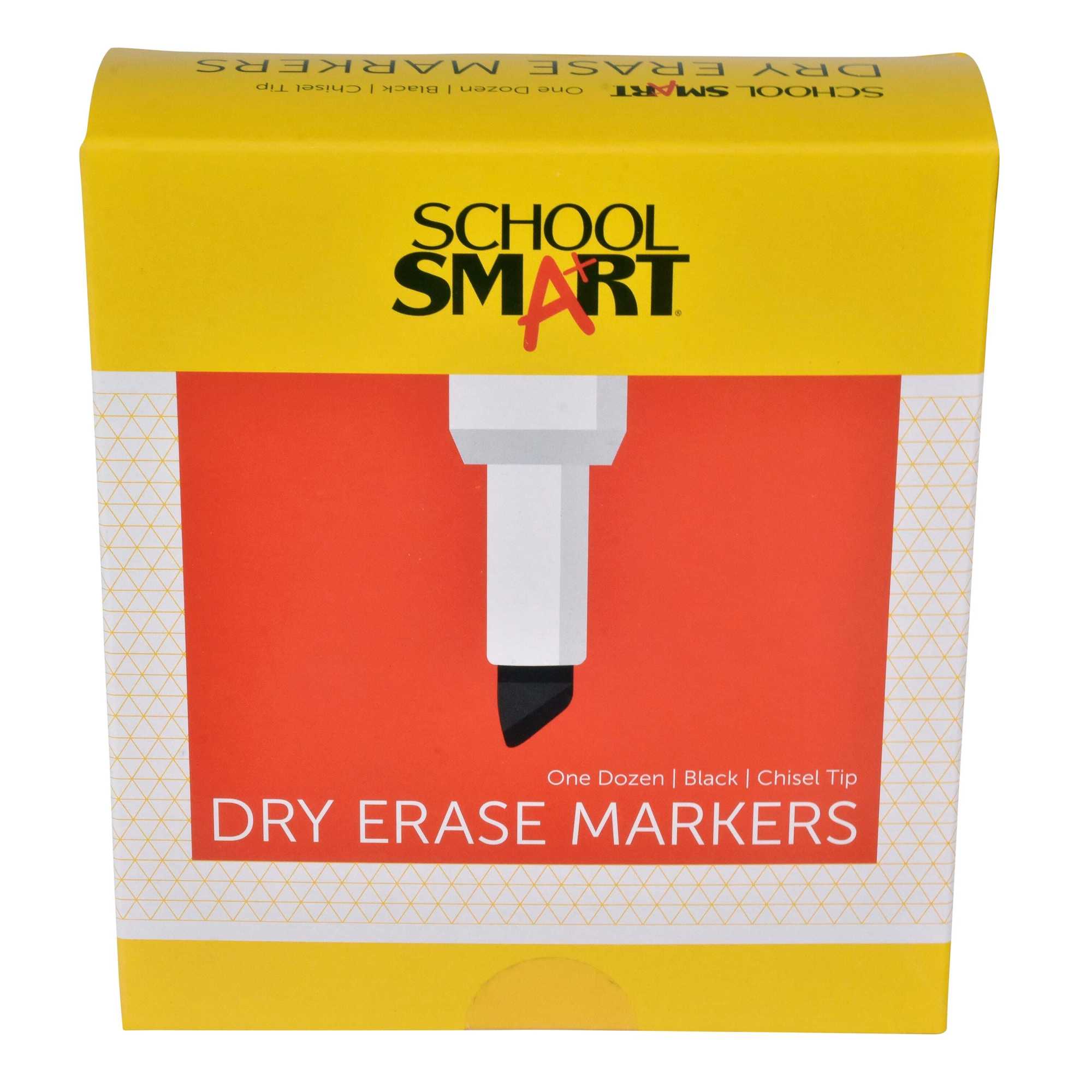 School Smart Dry Erase Markers, Chisel Tip, Low Odor, Black, Pack of 12 - image 1 of 5