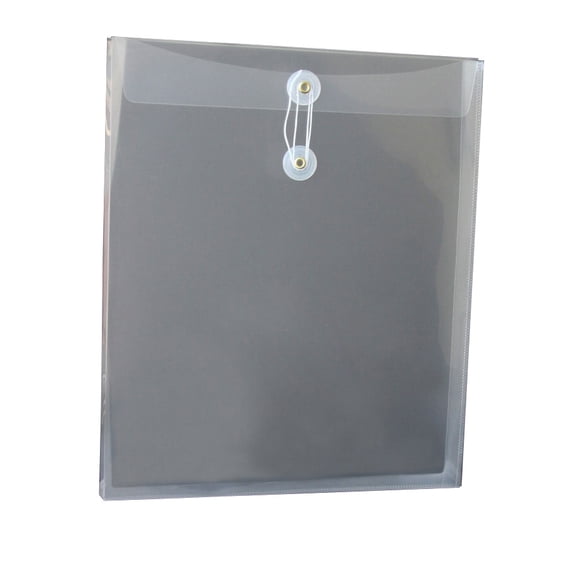 School Smart Polypropylene Top Loading Reusable String Envelope, Letter, 1-1/4 in Expansion, Clear, Pack of 12
