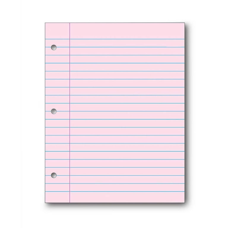 School Smart Filler Paper, 3-Hole Punched, 8-1/2 x 11 Inches, Pink