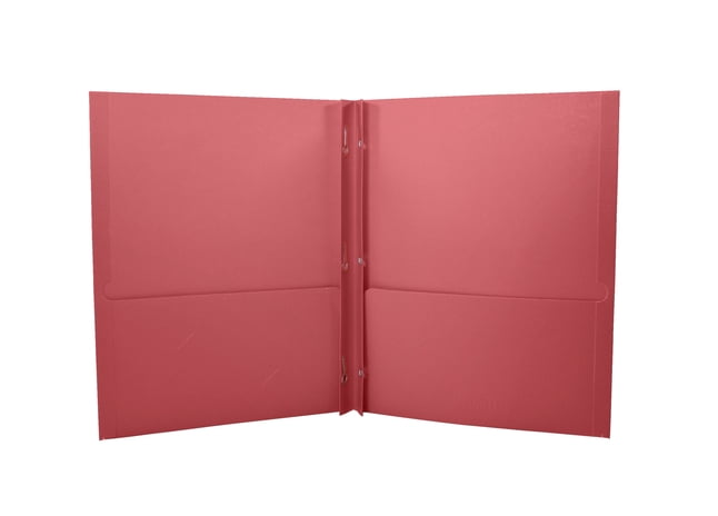 School Smart 2 Pocket Folder with Fasteners, Red, Pack of 25