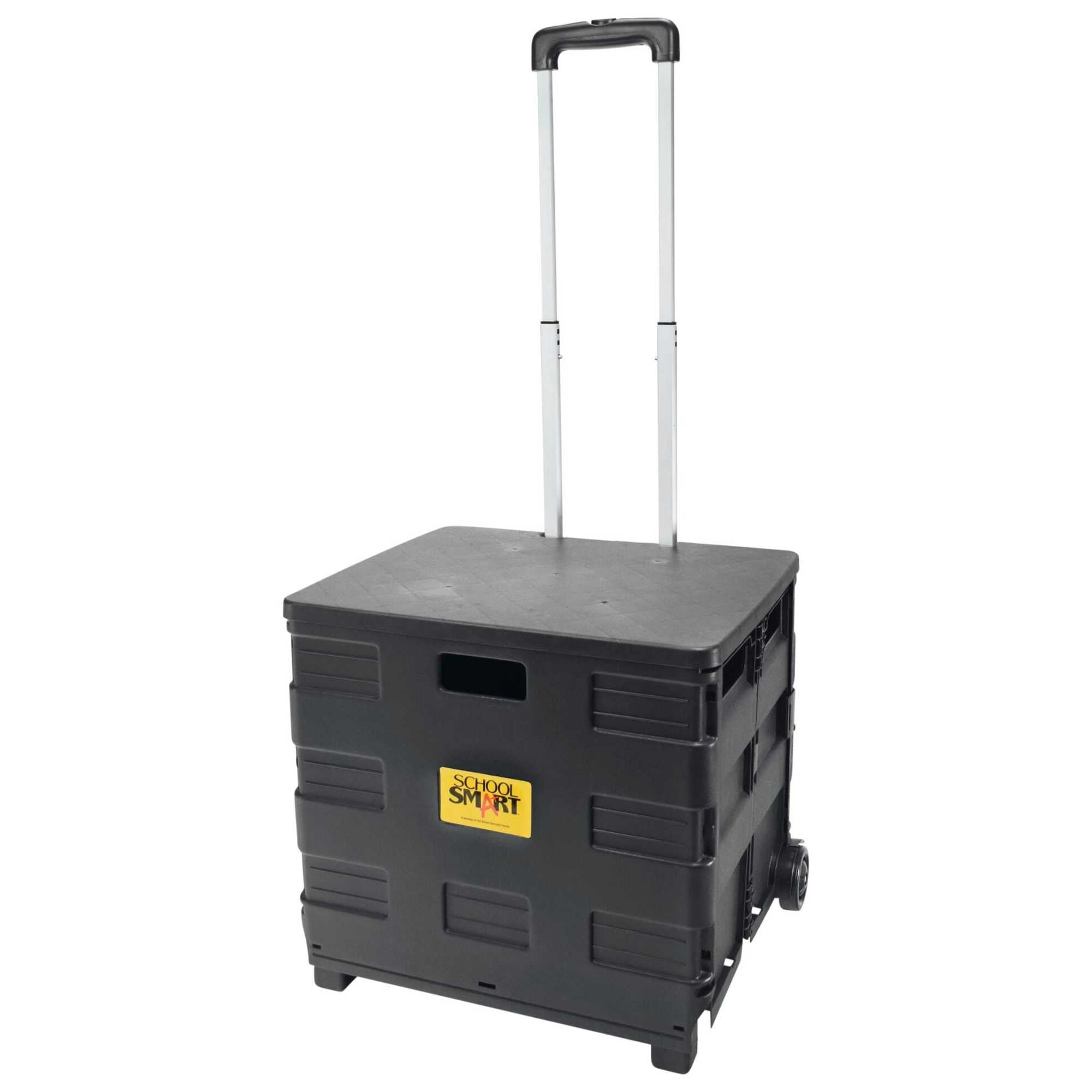 Black Polypropylene Folding Storage Cart with Telescoping Handle