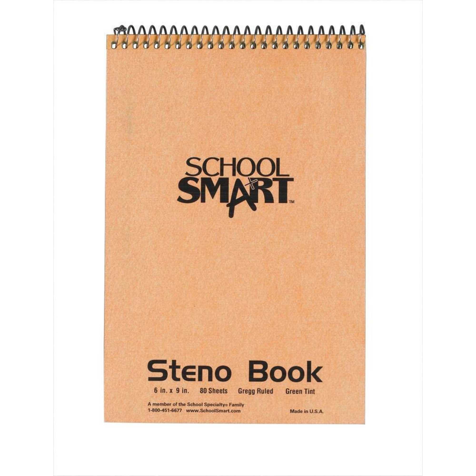 School Smart Gregg Ruled Steno Notebook, 6 x 9 Inches, White, 80 Sheets