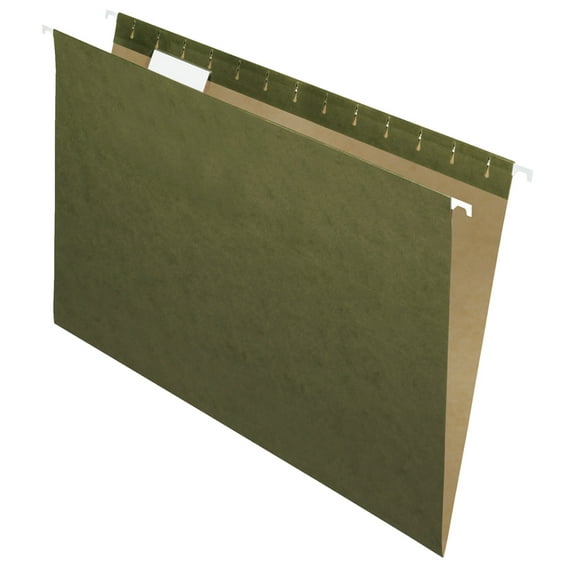 School Smart Hanging File Folder, Legal, Green, 1/5 Cut Tabs, Pack of 25