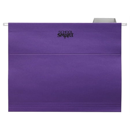 School Smart Letter Size Hanging File Folders with 1/5 Cut Tab - Pack of 25 - Purple - 085112