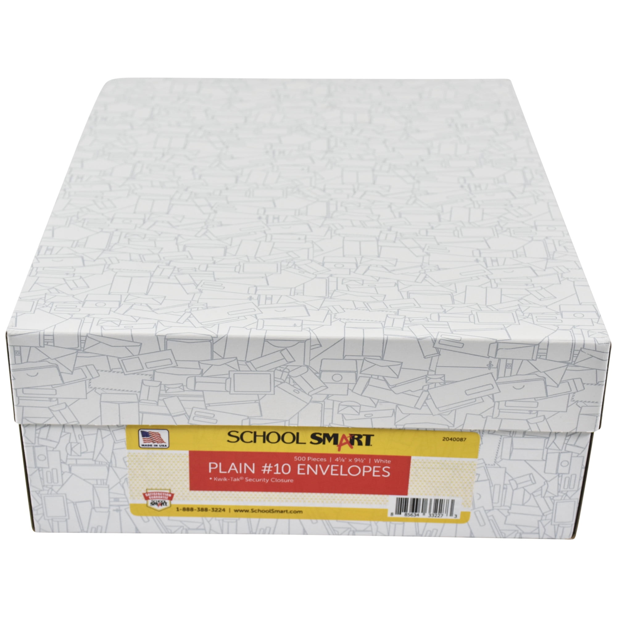 KwikTak Security Tinted Envelopes, No. 10, White, Box of 500