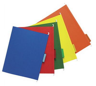 School Smart Mediumweight 1/5 Cut Colored Hanging File Folder, Letter, Assorted Colors, Pack of 25