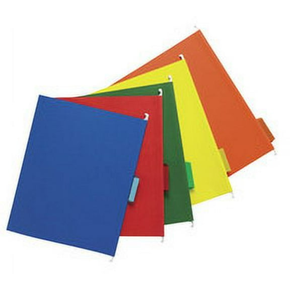 School Smart Mediumweight 1/5 Cut Colored Hanging File Folder, Letter, Assorted Colors, Pack of 25