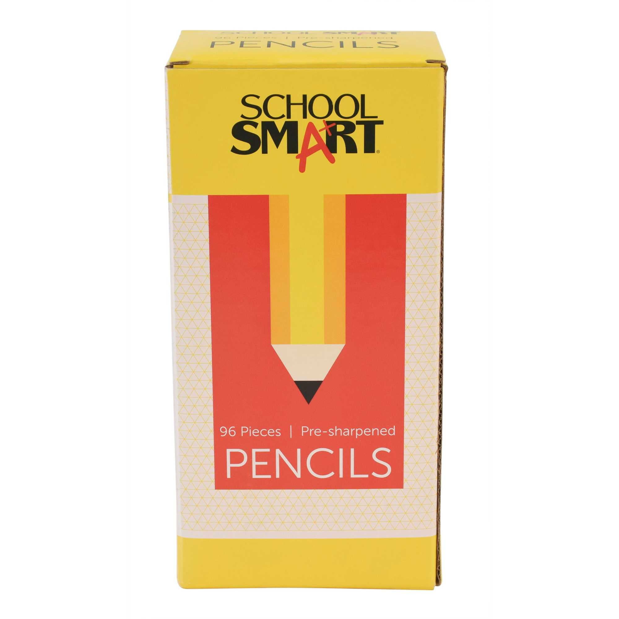 School Smart No 2 Pencils, Pre-Sharpened, Hexagonal with Latex-Free Erasers, Pack of 96