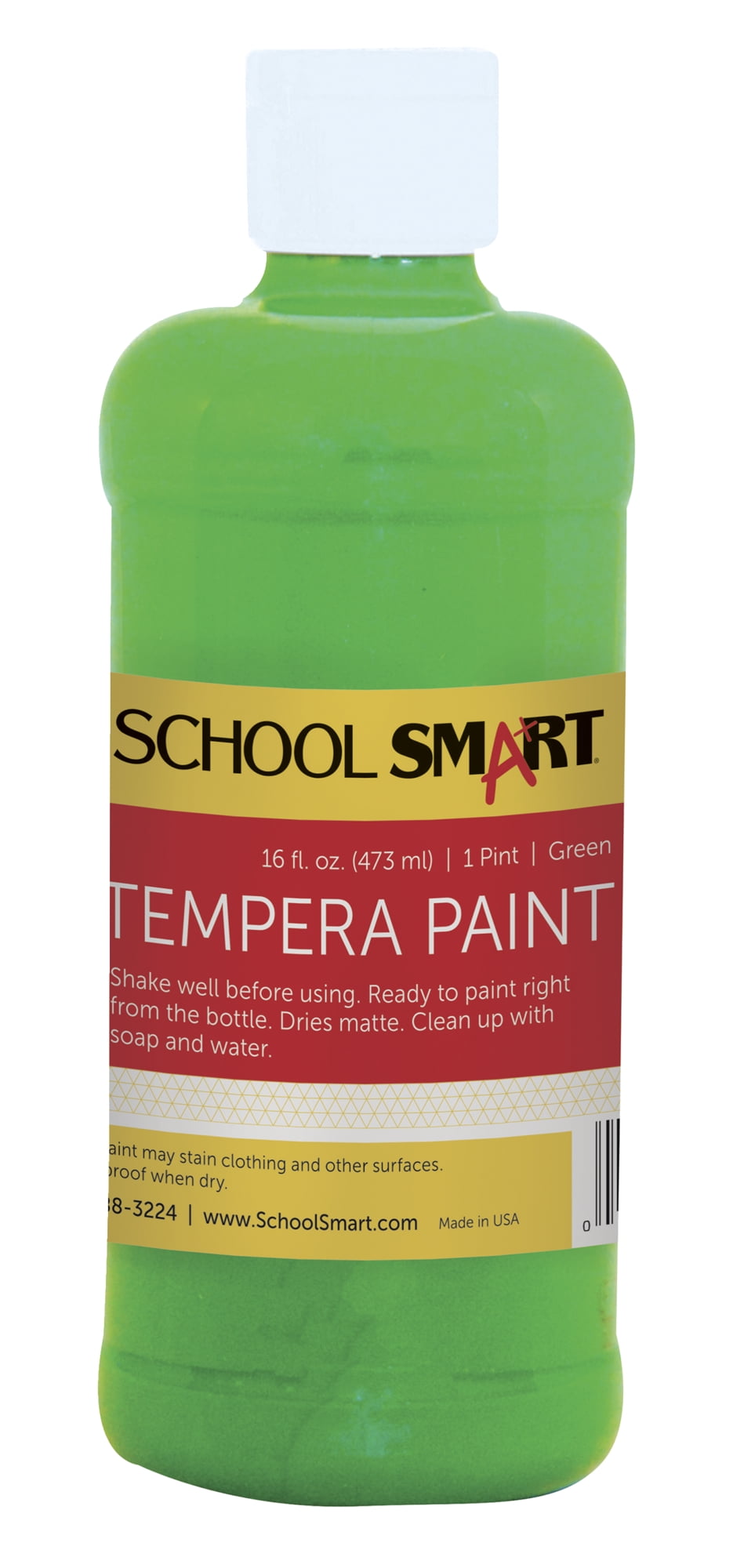 School Smart Non-Toxic Multi-Purpose Liquid Tempera Paint, 1 pt Plastic ...