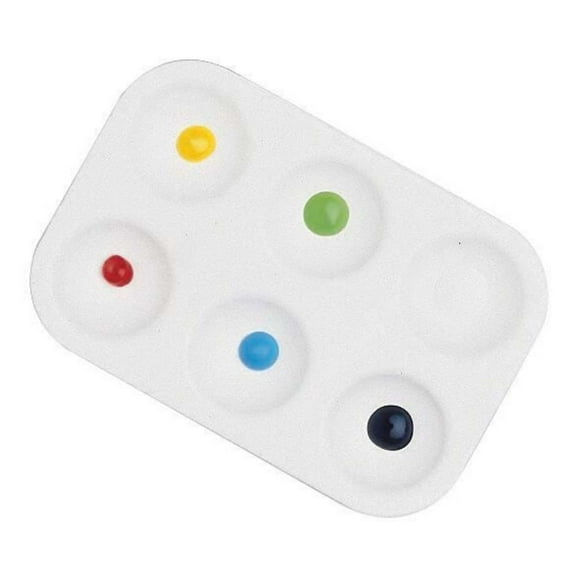 School Smart Paint Palette Tray with 6 Wells, 3-1/2 x 5-1/4 Inches, White, Pack of 12