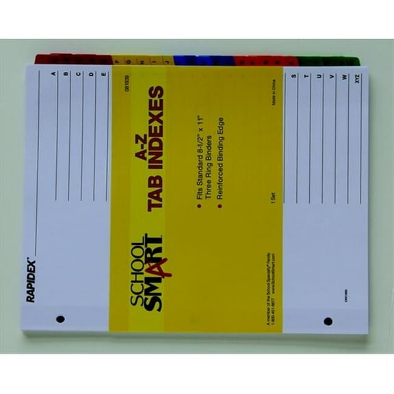 School Smart  Paper Plastic Heavy Duty Insertable Reinforced Index Tab Divider, Alphabetical A-Z