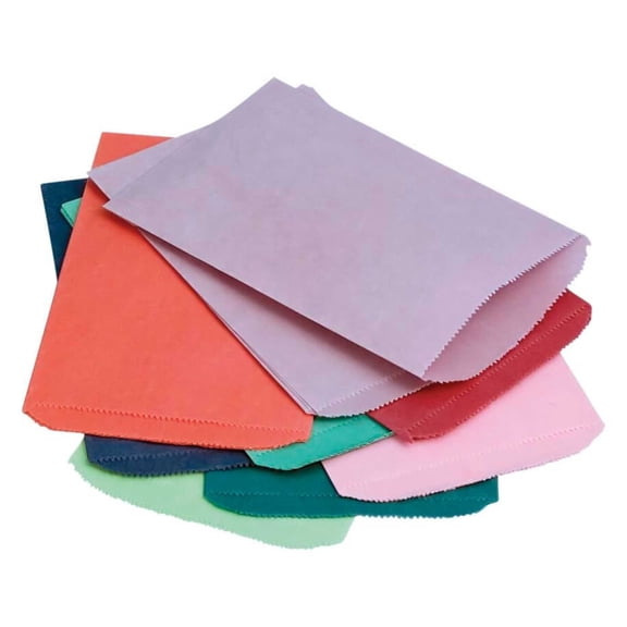 School Smart Pinched Bottom Paper Bags, 6-1/4 x 9-1/4 Inches, Assorted Colors, Pack of 28