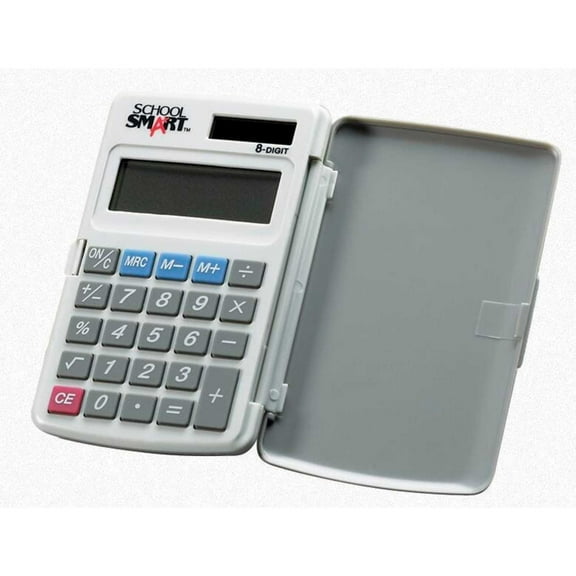 School Smart Pocket Calculator with Cover, 8-Digit LCD Dual Power