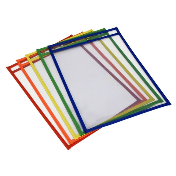 Reusable Dry Erase Pocket Sleeves, 10-1/2 x 13 Inches, Assorted, Set of 25