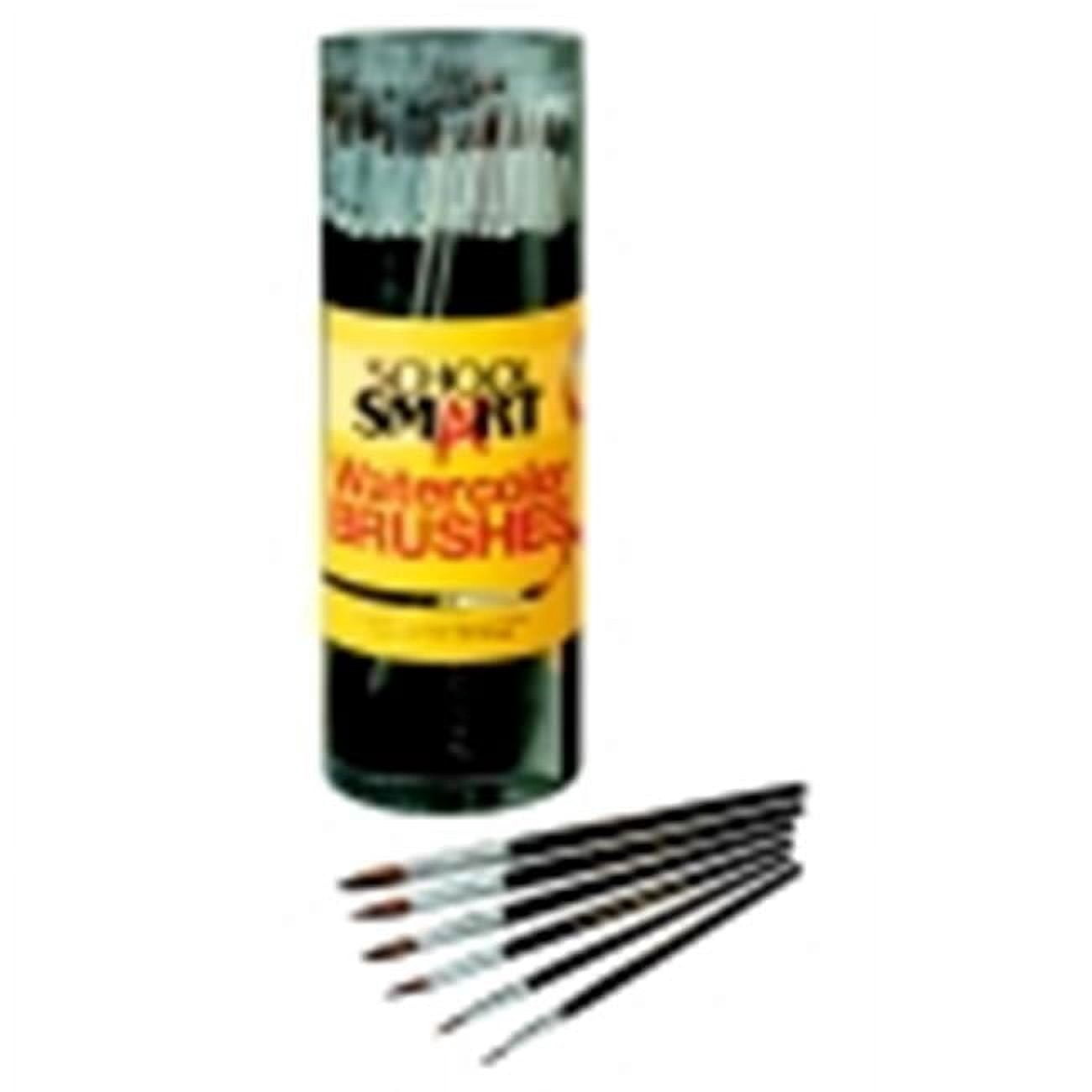 School Smart Round Camel Hair Long Hardwood Handle Watercolor Paint Brush Set 72, Black
