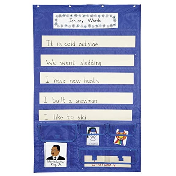 School Smart Sentence Strip Pocket Chart with Card Storage, 28" x 44.5"