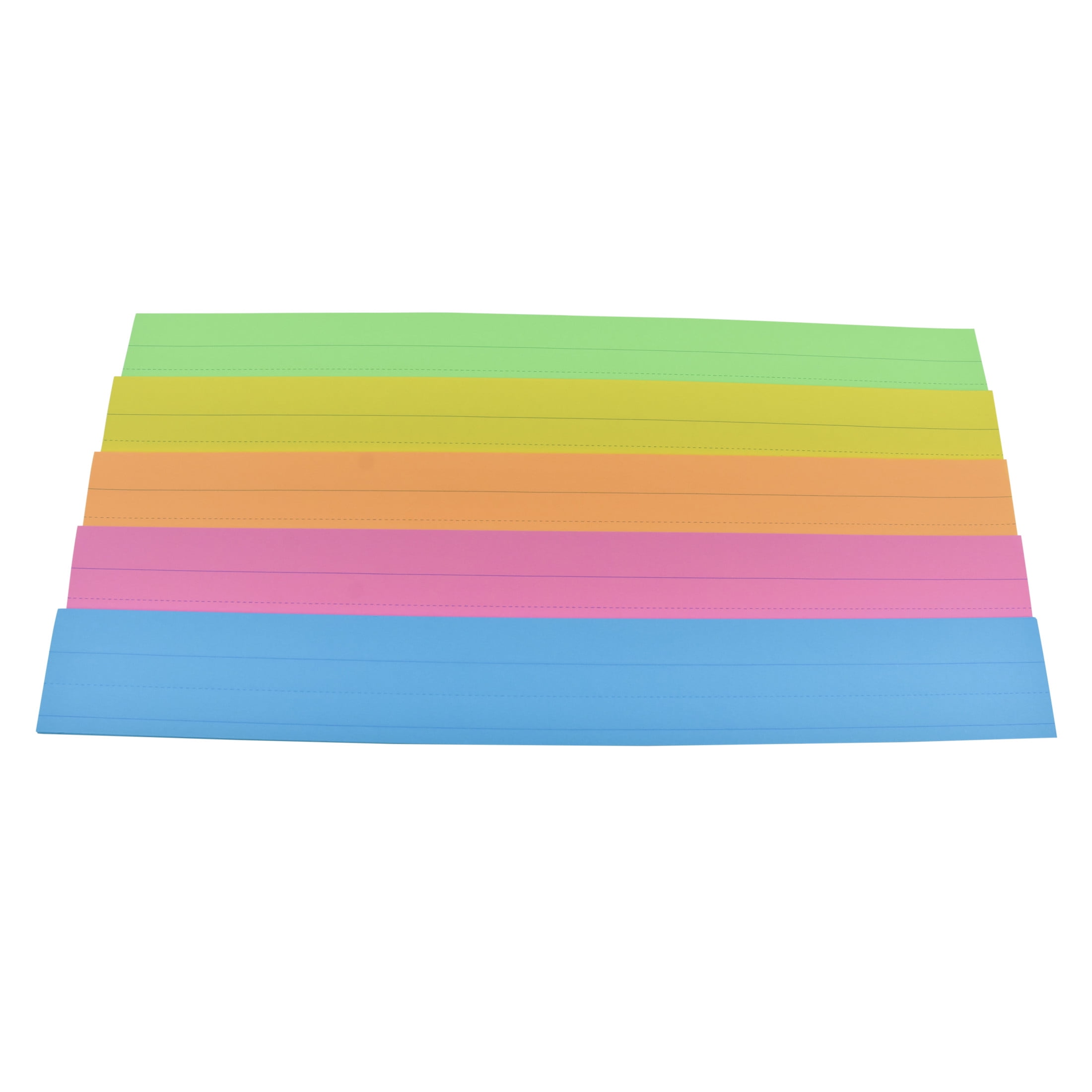 Assorted Neon Ruled Sentence Strips, 3 x 24 Inches, 90 lb Paper