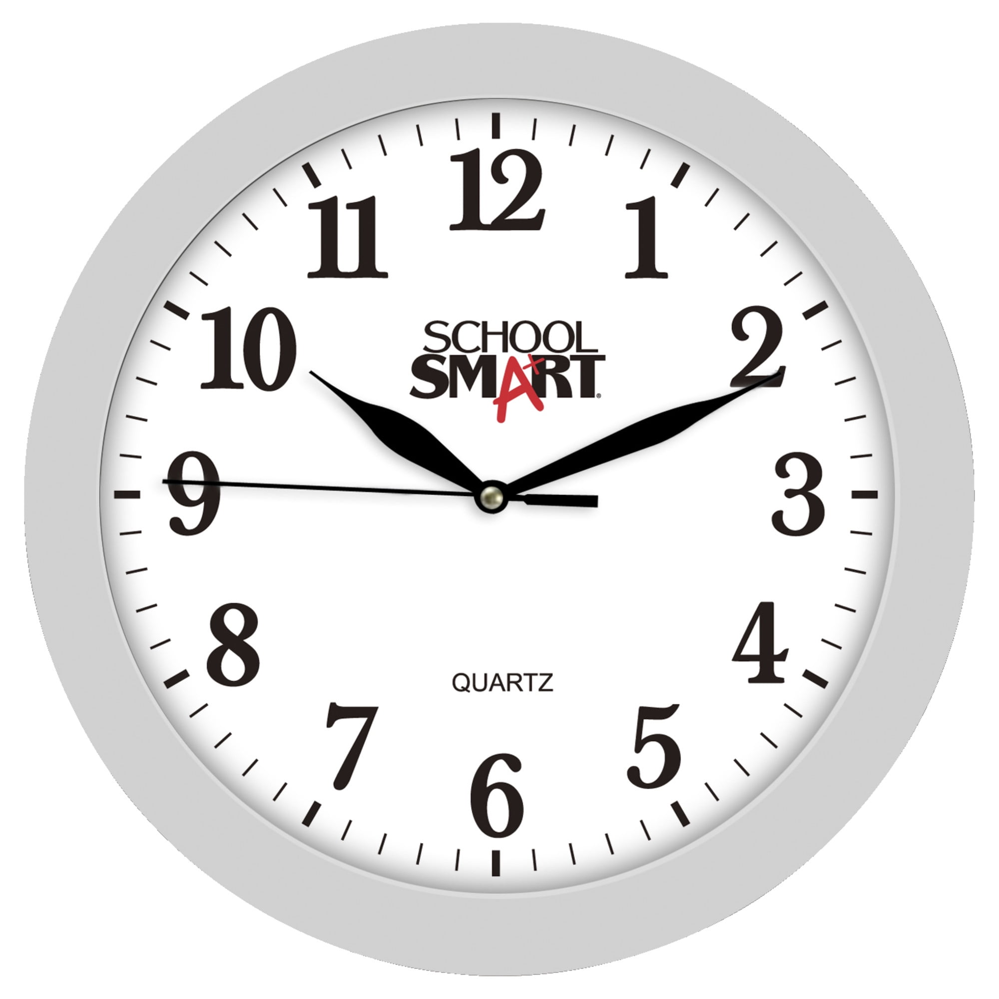 School Smart Silent Movement Wall Clock, 10 Inches, Black Dial, White Frame