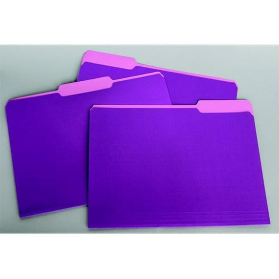 School Smart Smart Medium Weight Stock 1-3 Cut 2-Tone Reversible File Folder, Letter Lavender, Pack 100