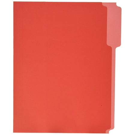 School Smart Mediumweight Stock 1/3 Cut 2-Tone Reversible File Folder, Letter, 3/4 in Expansion, Red, Pack of 100