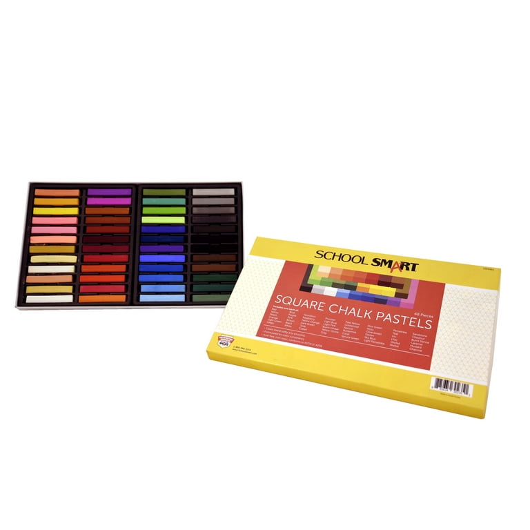School Smart Square Chalk Pastels, Assorted Colors, Set of 48