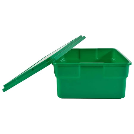 School Smart Storage Box with Lid, 11 x 6 x 16 Inches, Green