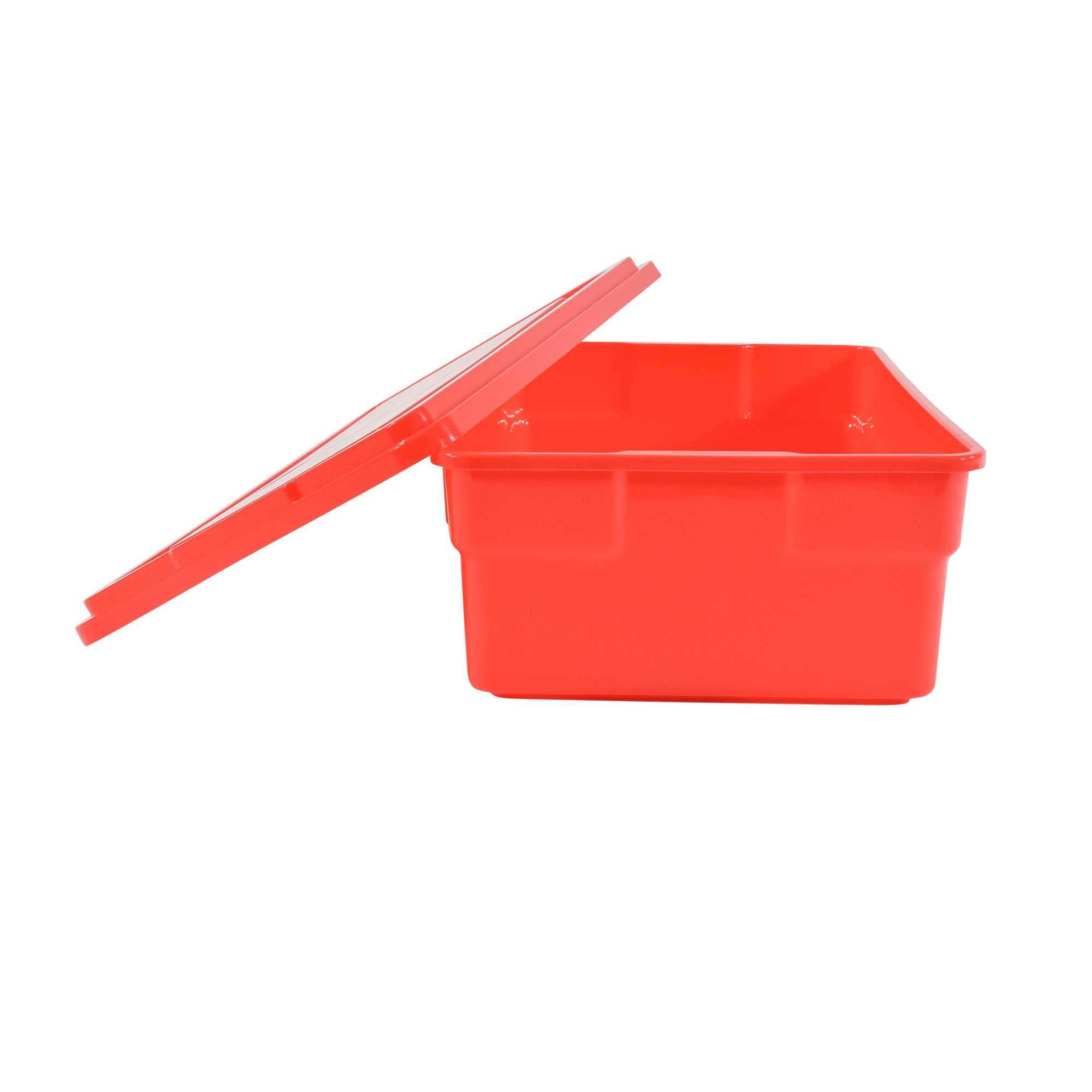 School Smart Storage Bin with Lid, 11 x 16 x 6 Inches, Red