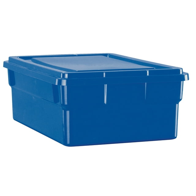 School Smart Storage Box with Lid, 11 x 6 x 16 Inches, Blue