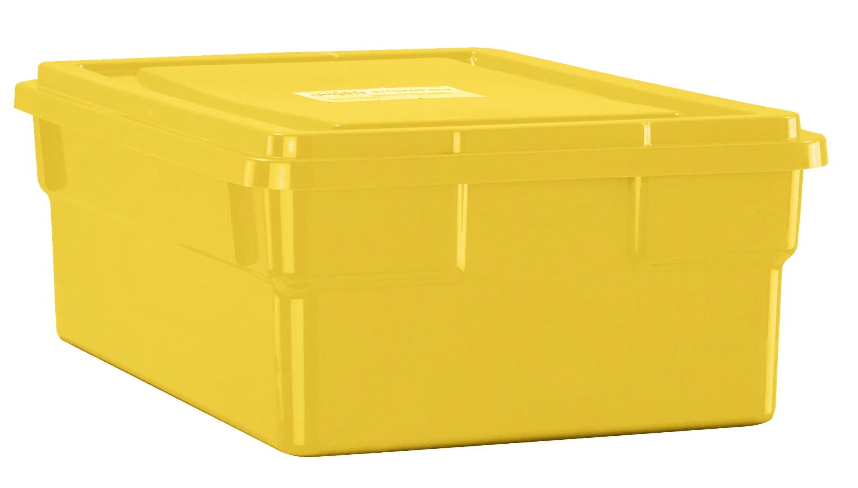 School Smart Storage Box with Lid, 11 x 6 x 16 Inches, Plastic, Yellow