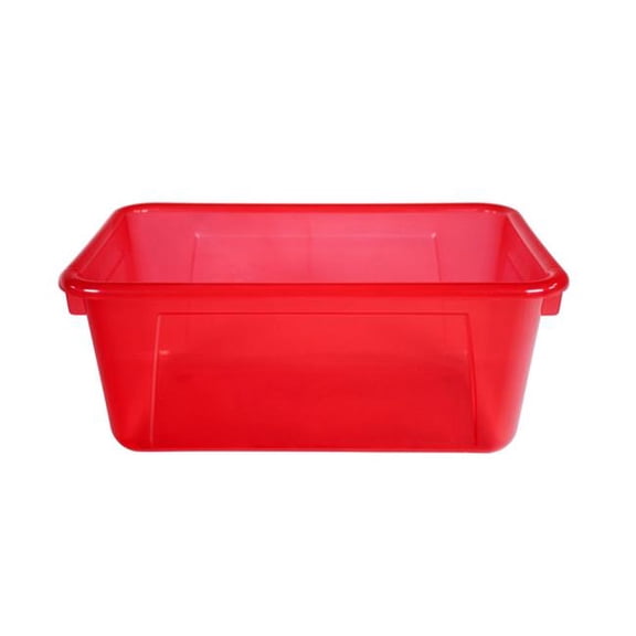 School Smart 2005883 12 x 8 x 5 in. Translucent Cubby Bin, Candy Red - Small