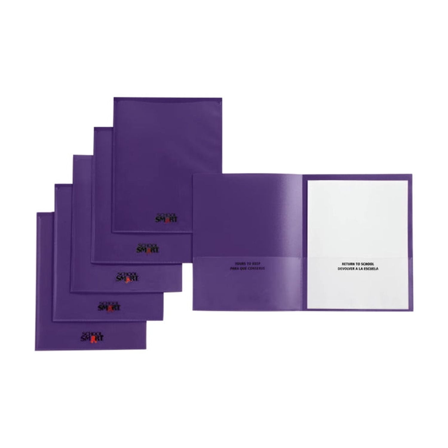 School Smart 1540640 Take Home Heavy-Duty Folder, Purple - Pack of 24