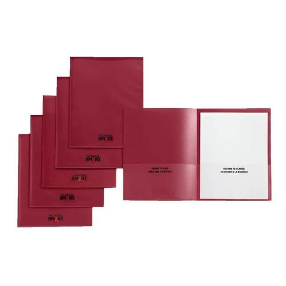 School Smart  Take Home Heavy-Duty Folder, Red - Pack of 24