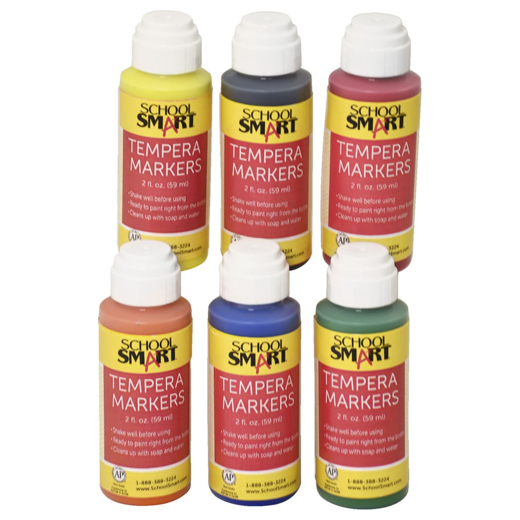 School Smart Tempera Paint Daubers, Poster Marker Set, Assorted Colors